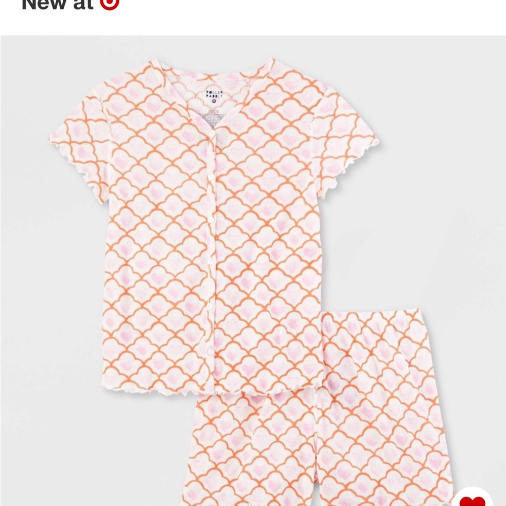 Roller Rabbit X Target Kids Geo hearts Pointelle Pajama Set in Pink and White